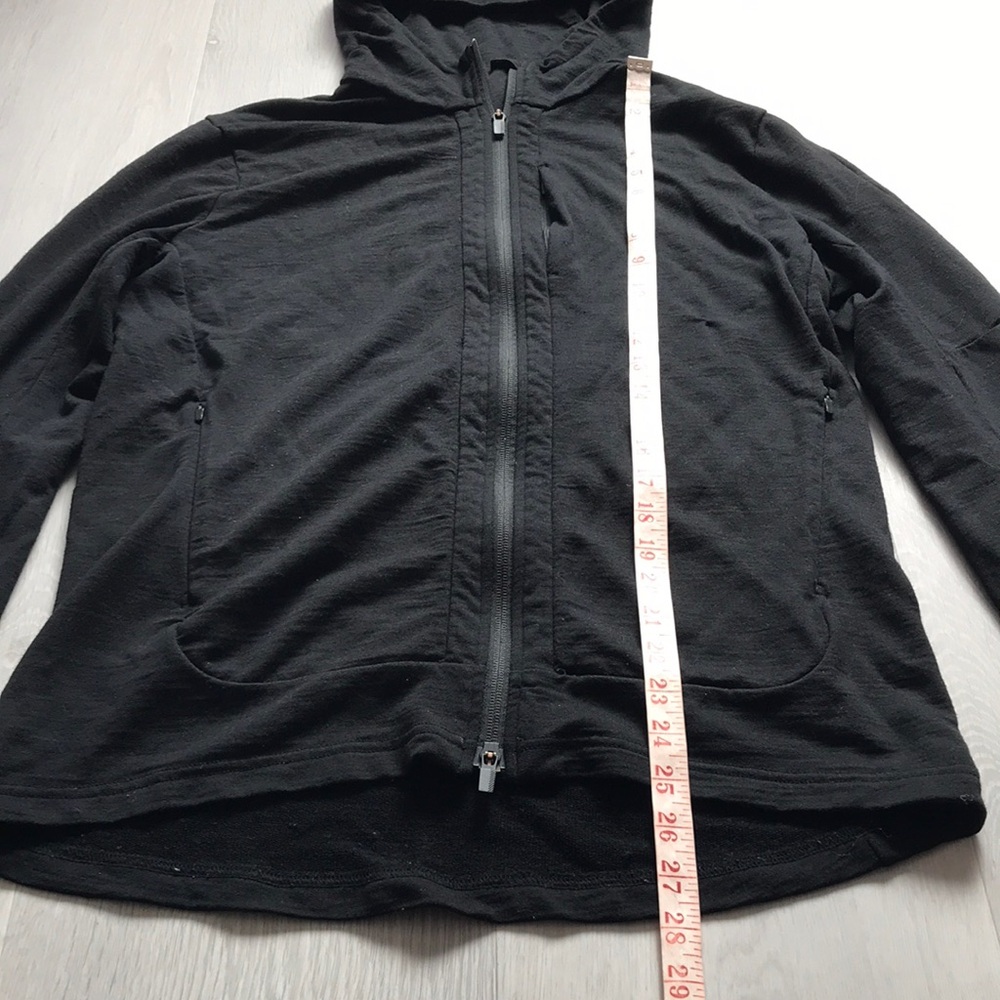 ICEBREAKER WOOL HOODED JACKET FRONT ZIP DARK BLACK WOMENS LARGE - Picture 3 of 14